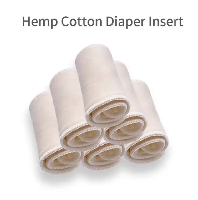 8 Pack - Day Diaper Inserts - 4 Layer Hemp Cotton Inserts