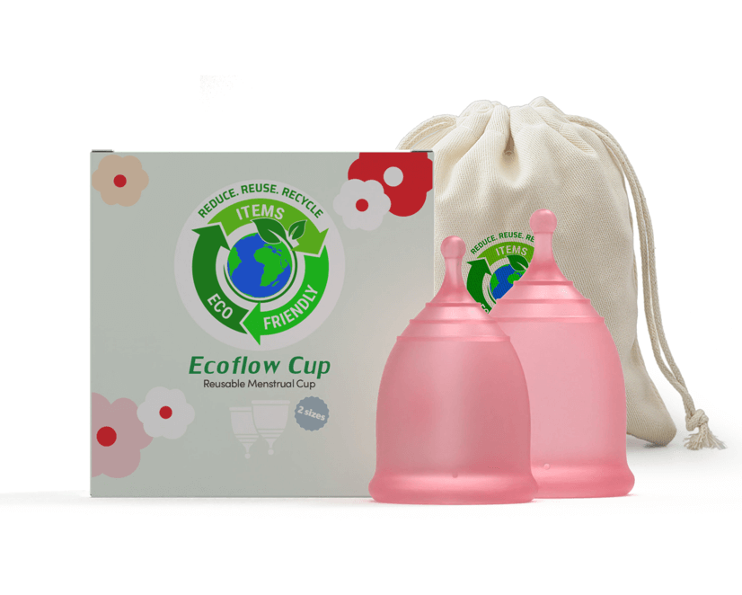 EcoFlow Menstrual Cup Kit: 2 Medical Grade Silicone Cups + Bag