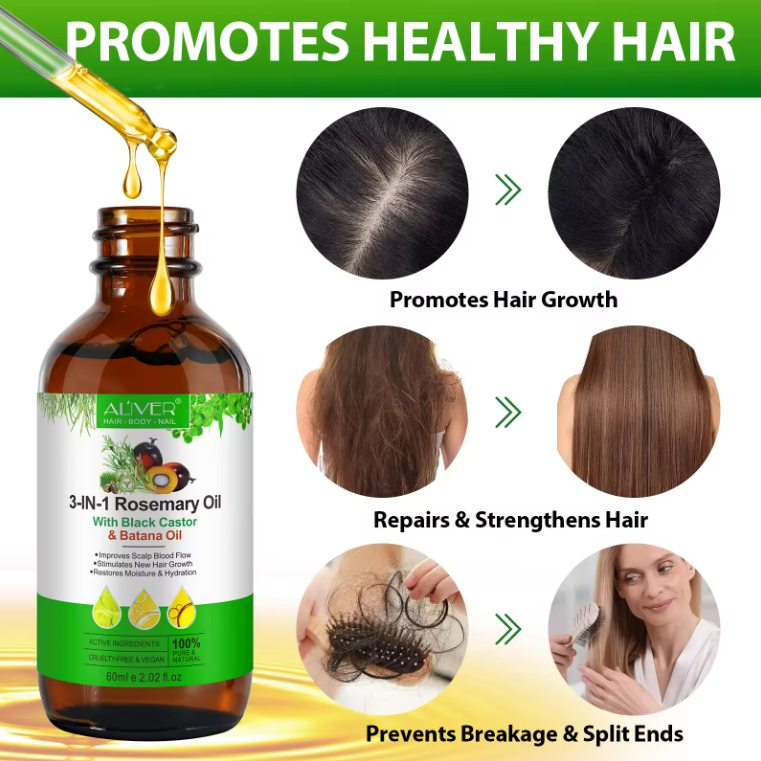 Hair Loss 3 In 1 Rosemary Essential Oil with Black Castor Batana Oil